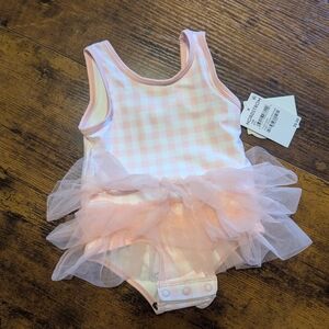 12 MoTucker + Tate Pink Gingham Baby Swimwear
